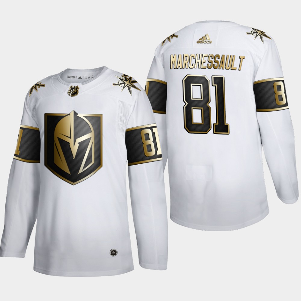 Men Vegas Golden Knights 81 Jonathan Marchessault Adidas White Golden Edition Limited Stitched NHL Jersey